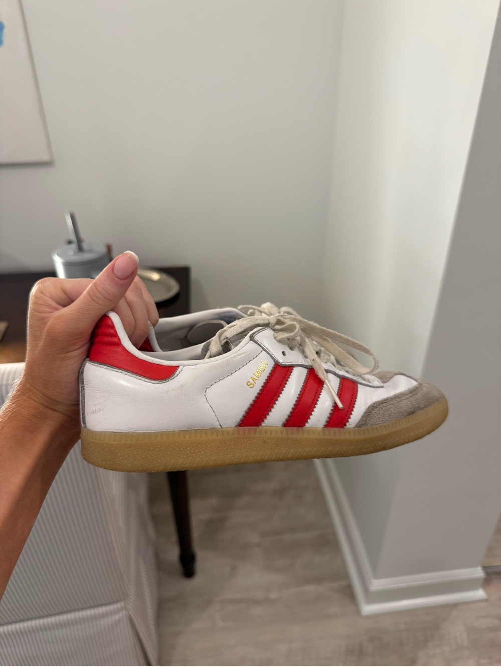 adidas Sambas White & Red Leather Sneakers
